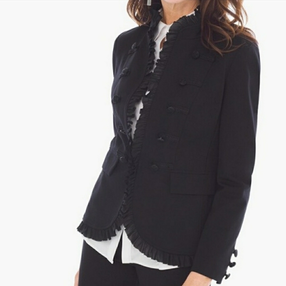 NWT Chicos ponte military jacket novelty trim